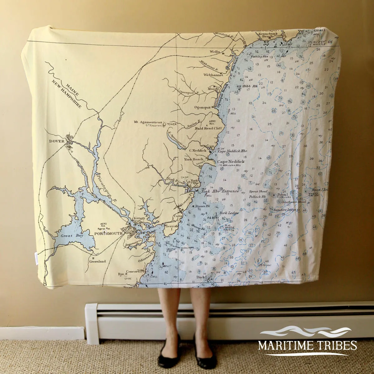 Nautical Chart Blankets, Maine Coastal Maps