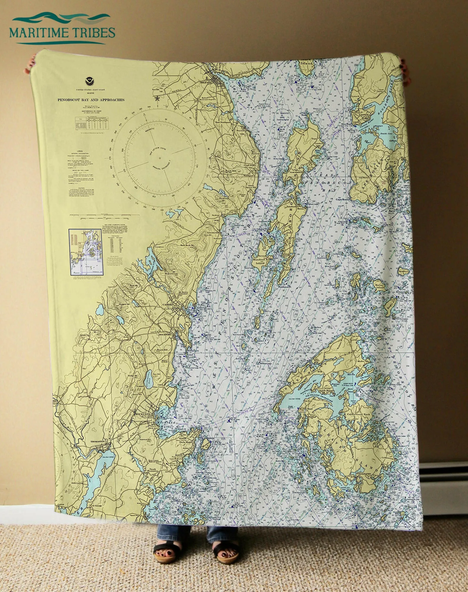 Nautical Chart Blankets, Maine Coastal Maps