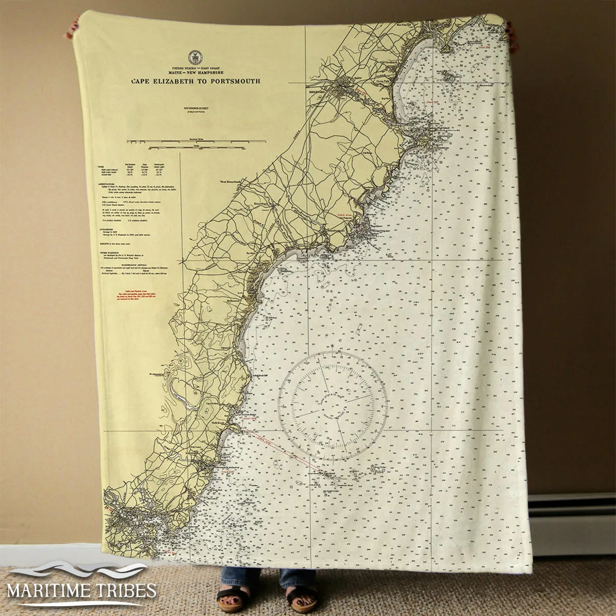 Nautical Chart Blankets, Maine Coastal Maps