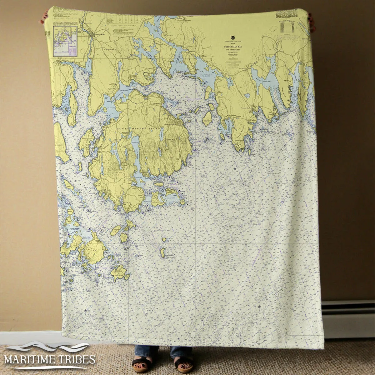 Nautical Chart Blankets, Maine Coastal Maps