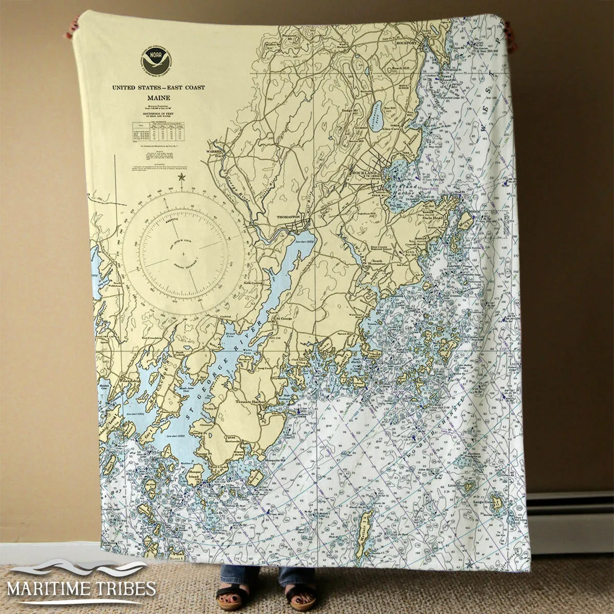 Nautical Chart Blankets, Maine Coastal Maps