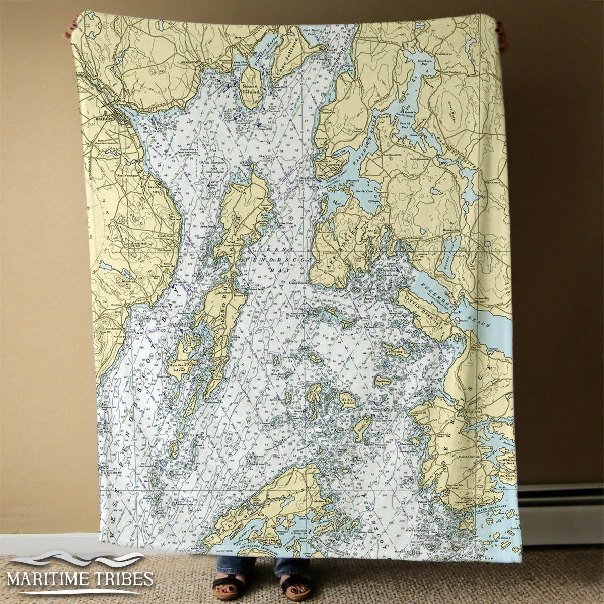 Nautical Chart Blankets, Maine Coastal Maps