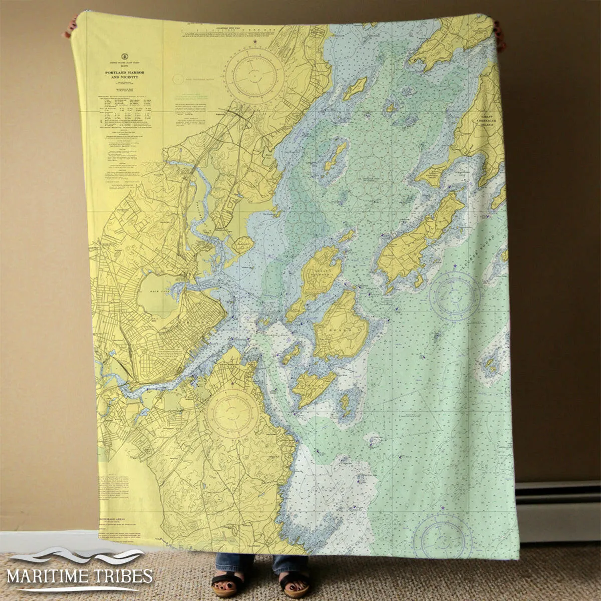 Nautical Chart Blankets, Maine Coastal Maps