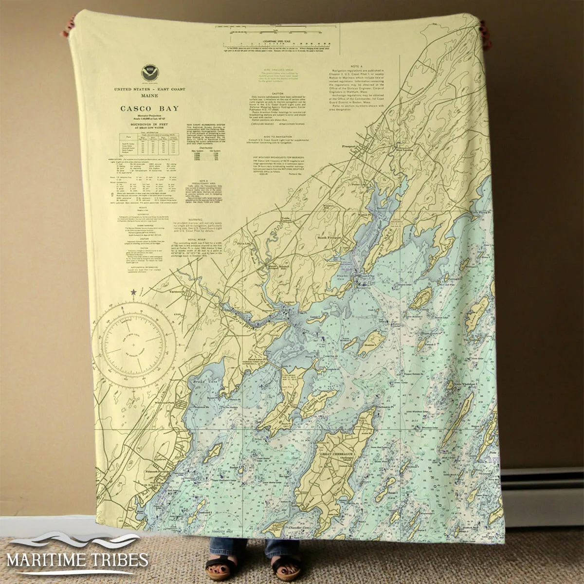 Nautical Chart Blankets, Maine Coastal Maps