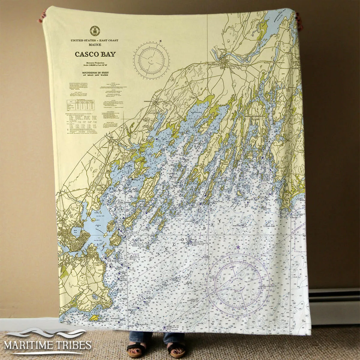 Nautical Chart Blankets, Maine Coastal Maps