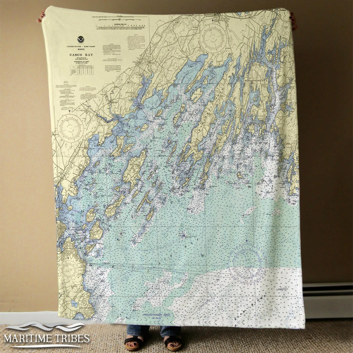 Nautical Chart Blankets, Maine Coastal Maps