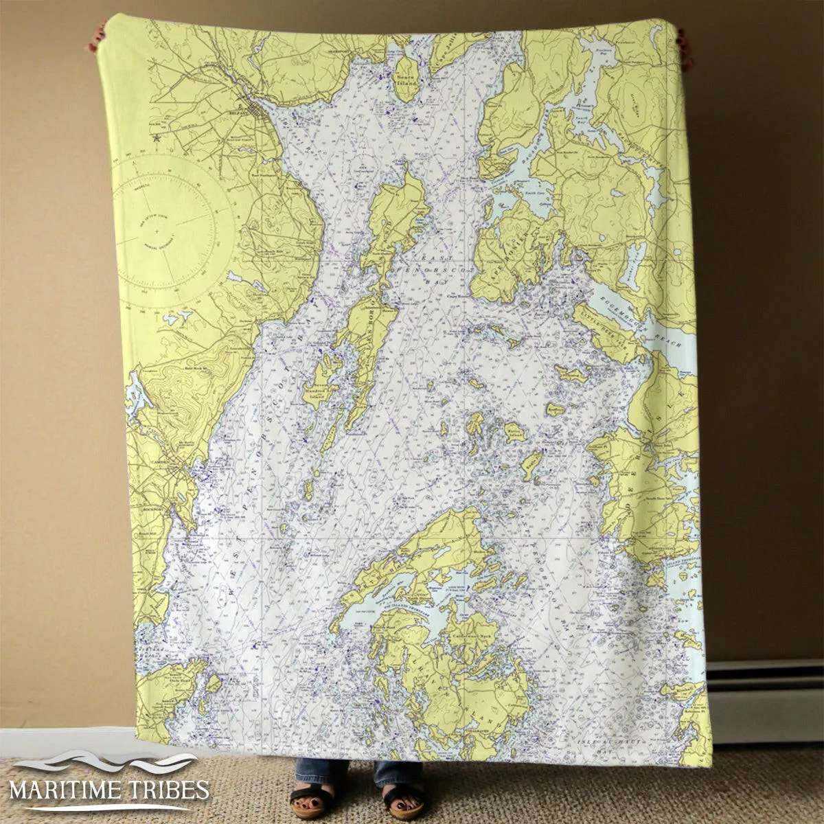 Nautical Chart Blankets, Maine Coastal Maps