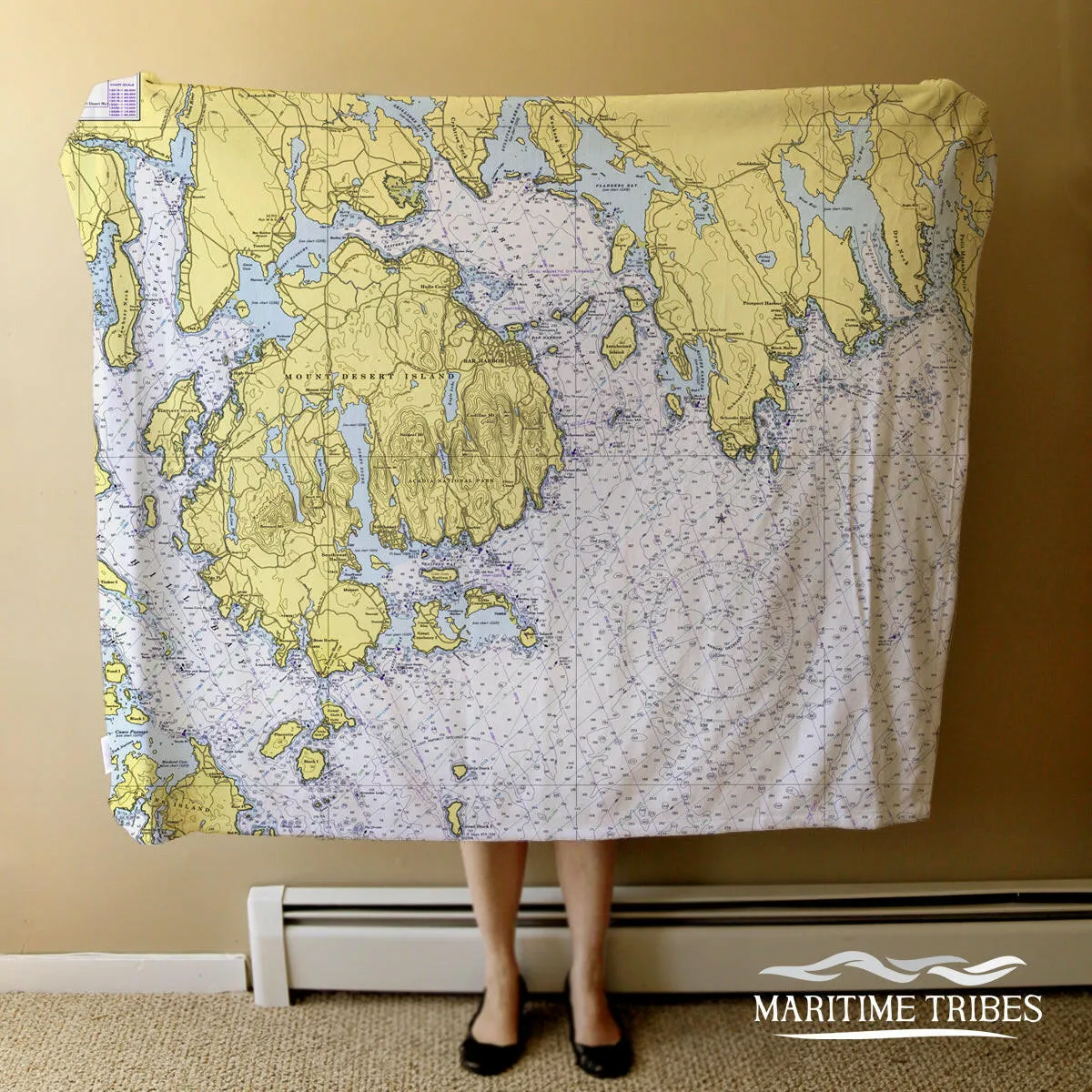 Nautical Chart Blankets, Maine Coastal Maps