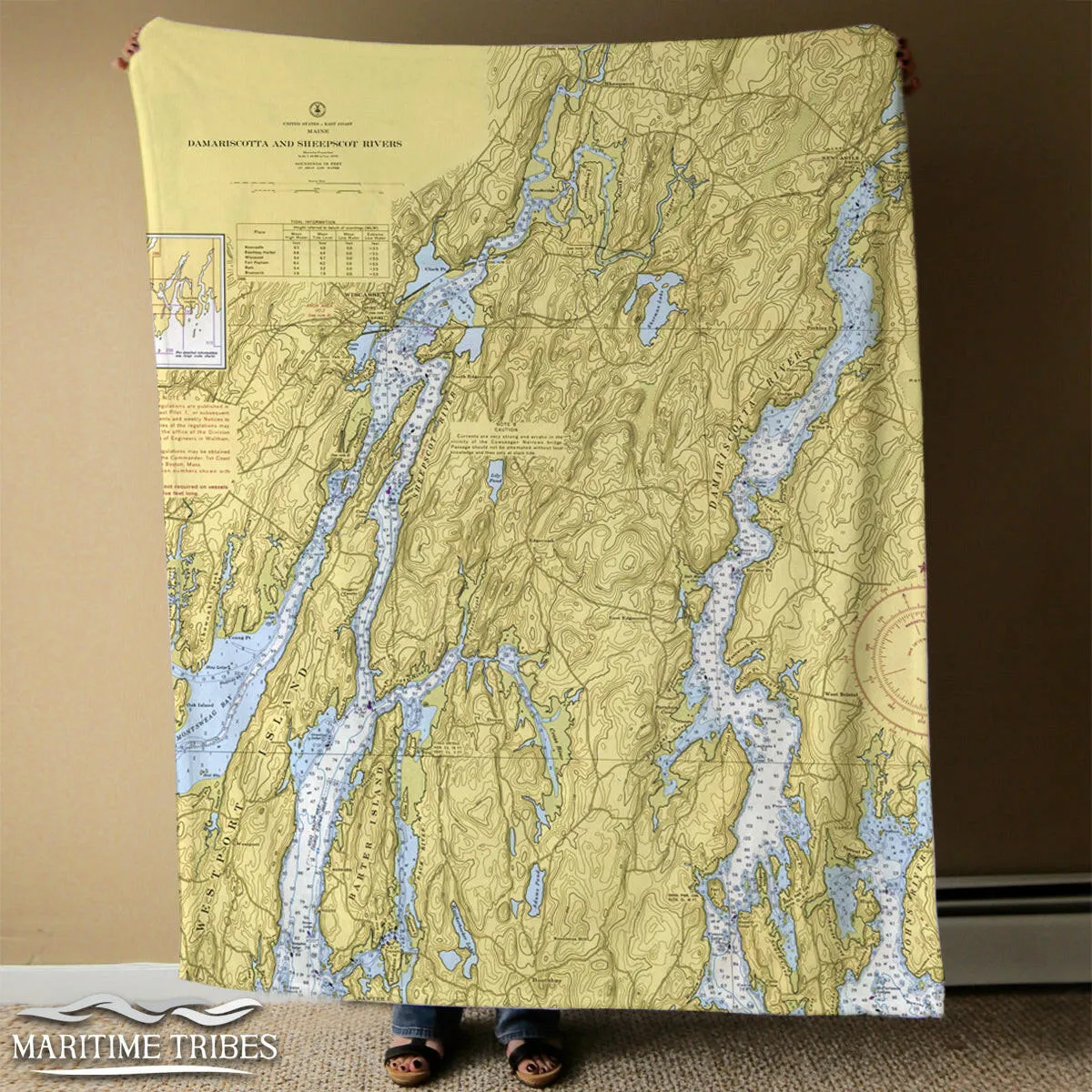 Nautical Chart Blankets, Maine Coastal Maps