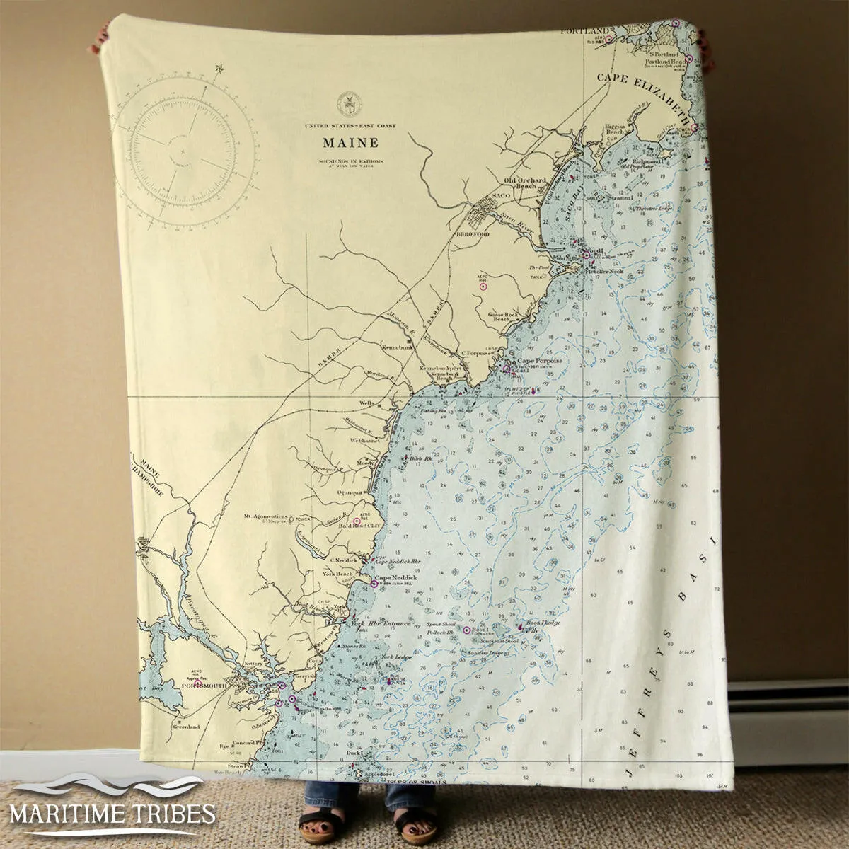 Nautical Chart Blankets, Maine Coastal Maps