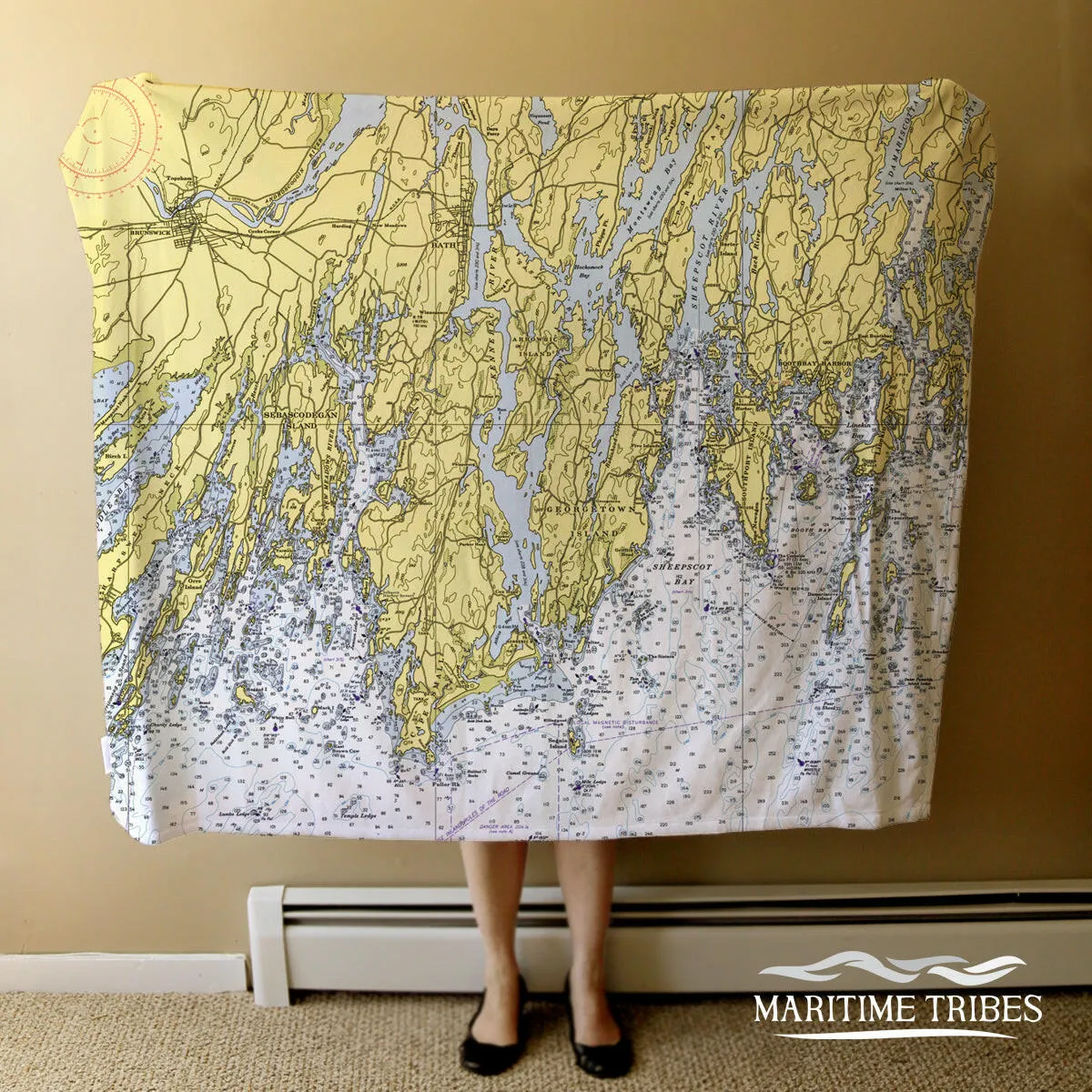 Nautical Chart Blankets, Maine Coastal Maps