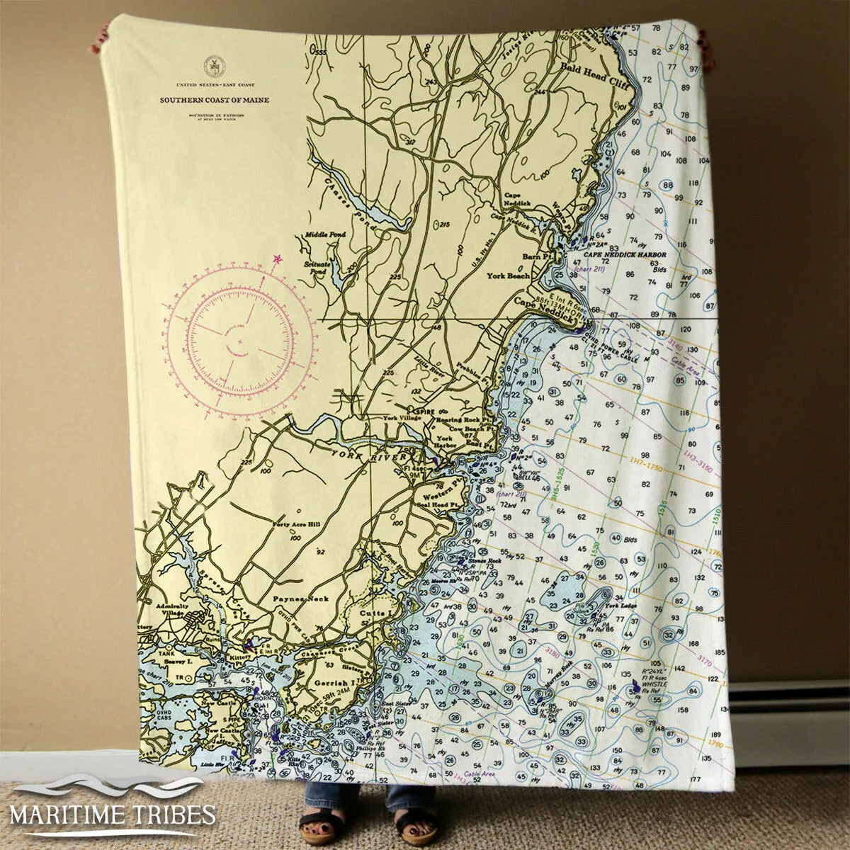 Nautical Chart Blankets, Maine Coastal Maps