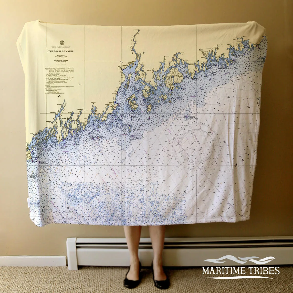 Nautical Chart Blankets, Maine Coastal Maps