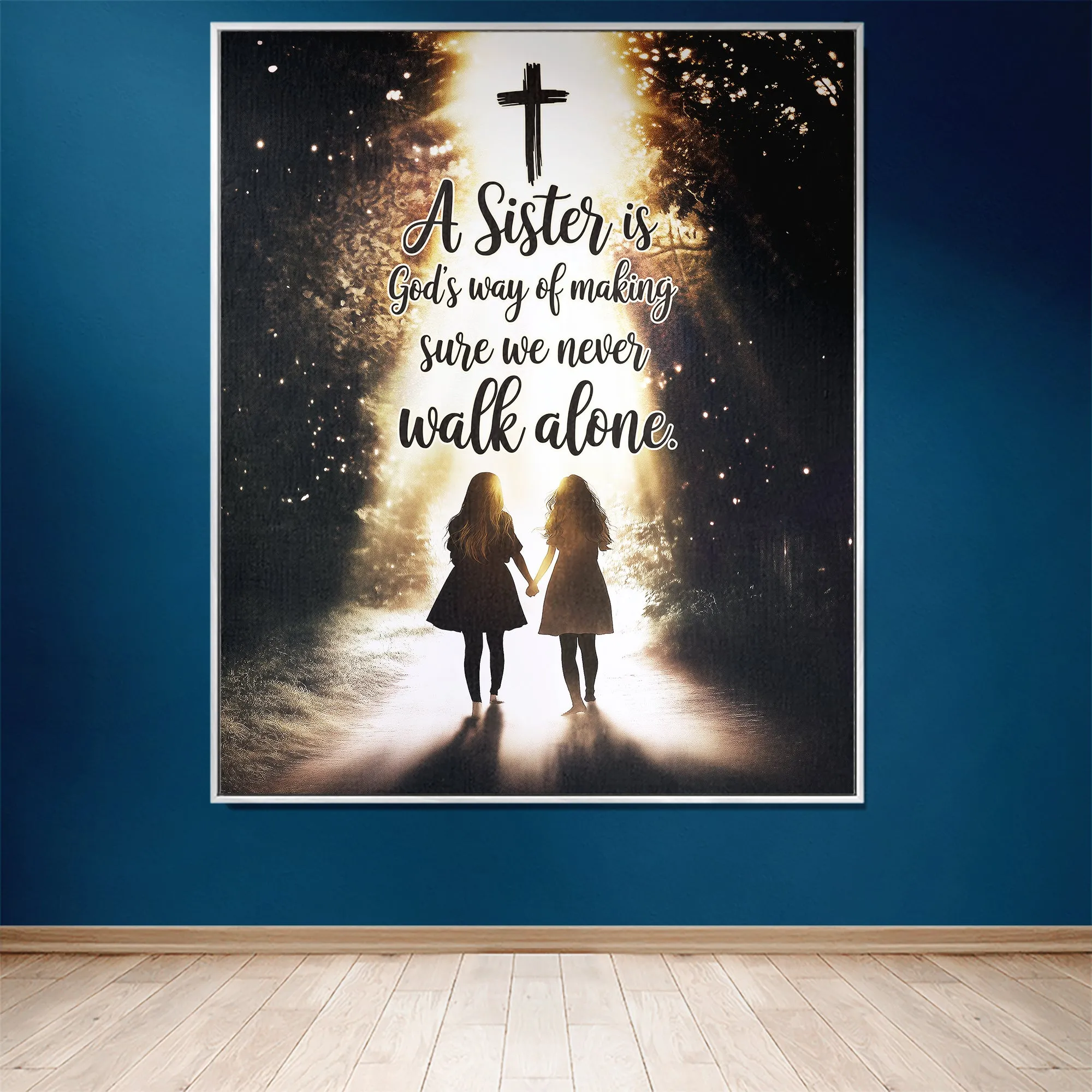 Never Walk Alone 50" x 60" Christian Gift For Sisters Gift Woven Jacquard Blanket