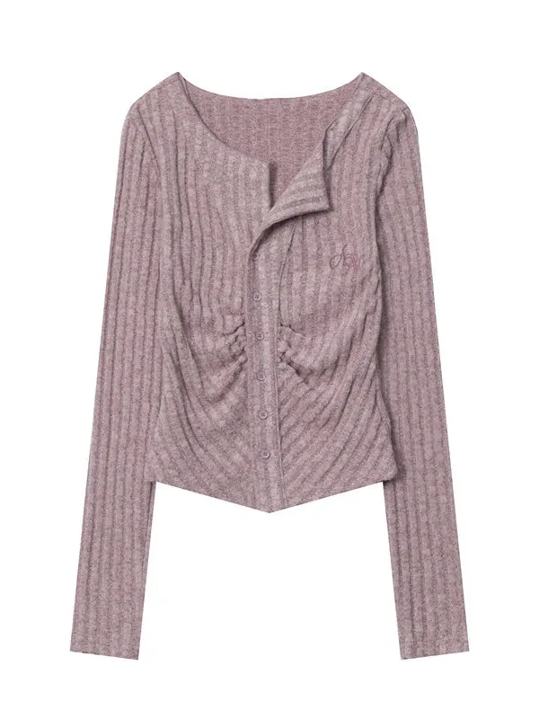 Nvuvu Striped Button Front Knit Blouse