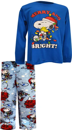 Peanuts Snoopy and Woodstock Merry and Bright Kids Pajama