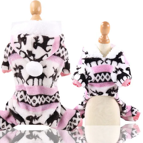 Pet Dog Pajamas Clothes Soft Warm Fleece Dogs Jumpsuits