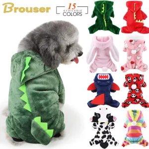 Pet Dog Pajamas Clothes Soft Warm Fleece Dogs Jumpsuits