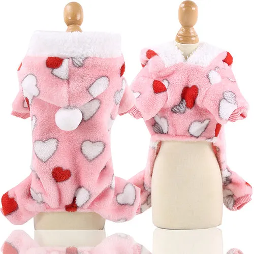 Pet Dog Pajamas Clothes Soft Warm Fleece Dogs Jumpsuits