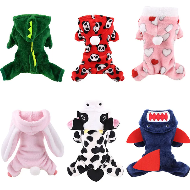 Pet Dog Pajamas Clothes Soft Warm Fleece Dogs Jumpsuits