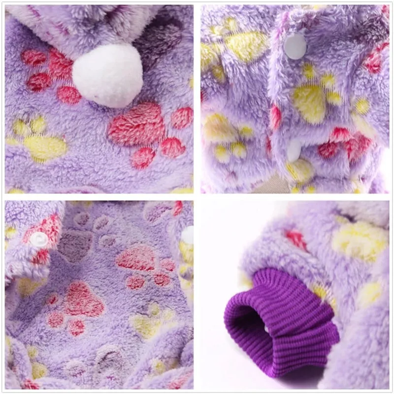 Pet Dog Pajamas Clothes Soft Warm Fleece Dogs Jumpsuits