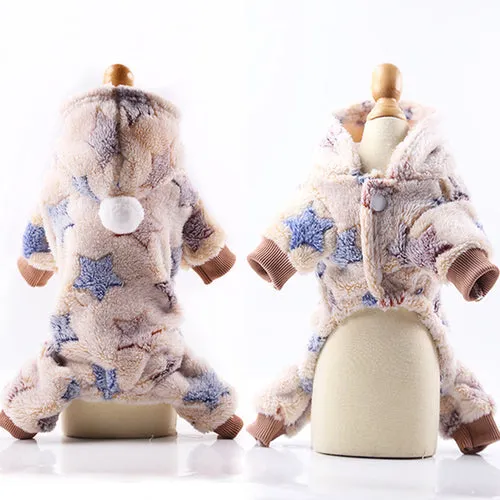 Pet Dog Pajamas Clothes Soft Warm Fleece Dogs Jumpsuits