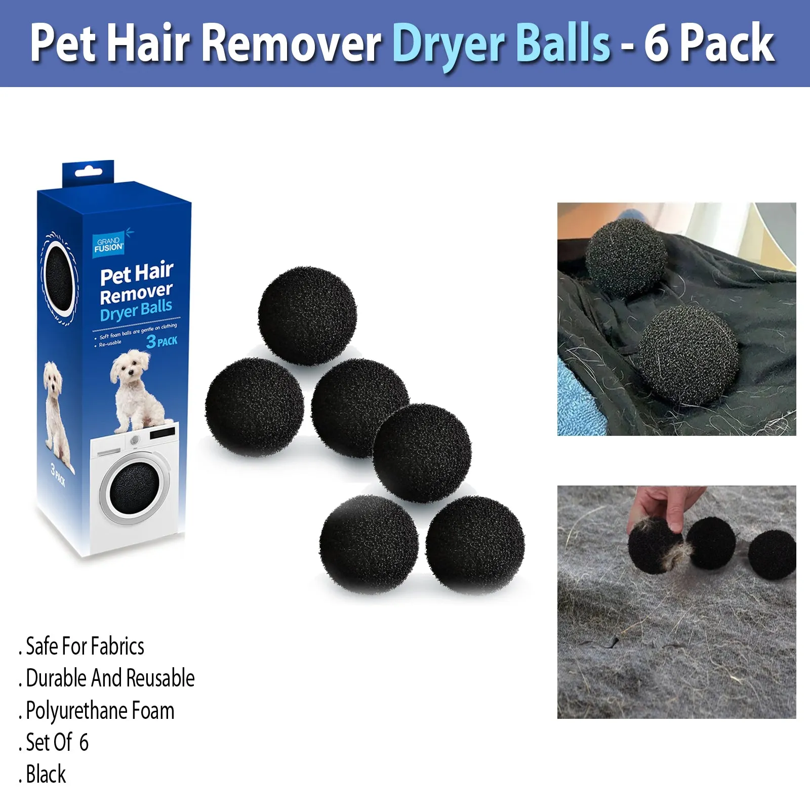 Pet Hair Remover Dryer Balls -6 Pack