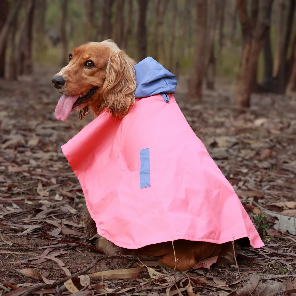 Pet Set Go Dual Colour Cape Style Raincoat for Dogs (Pink)