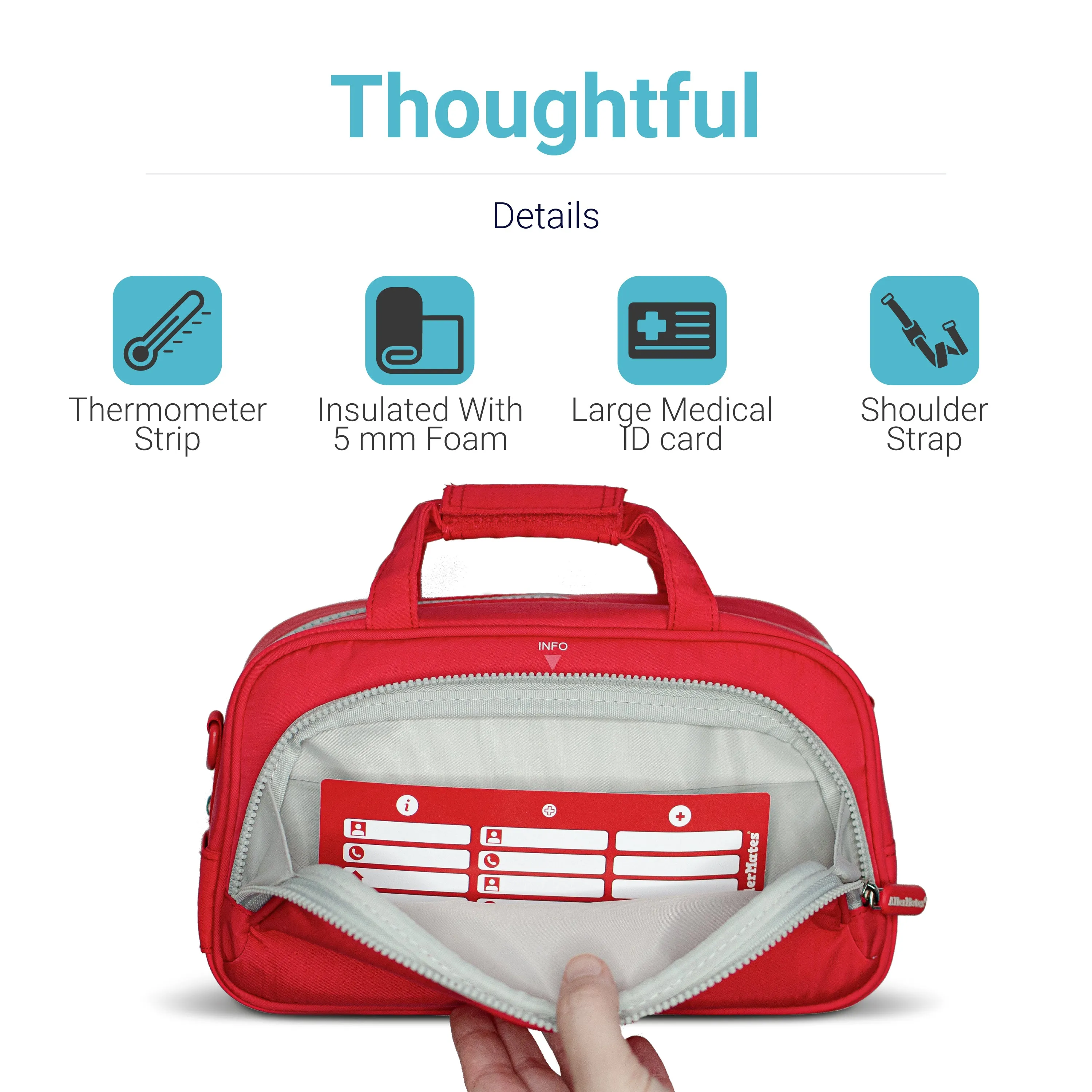 "Blaze" Large Red Insulated Travel Case for Medicines