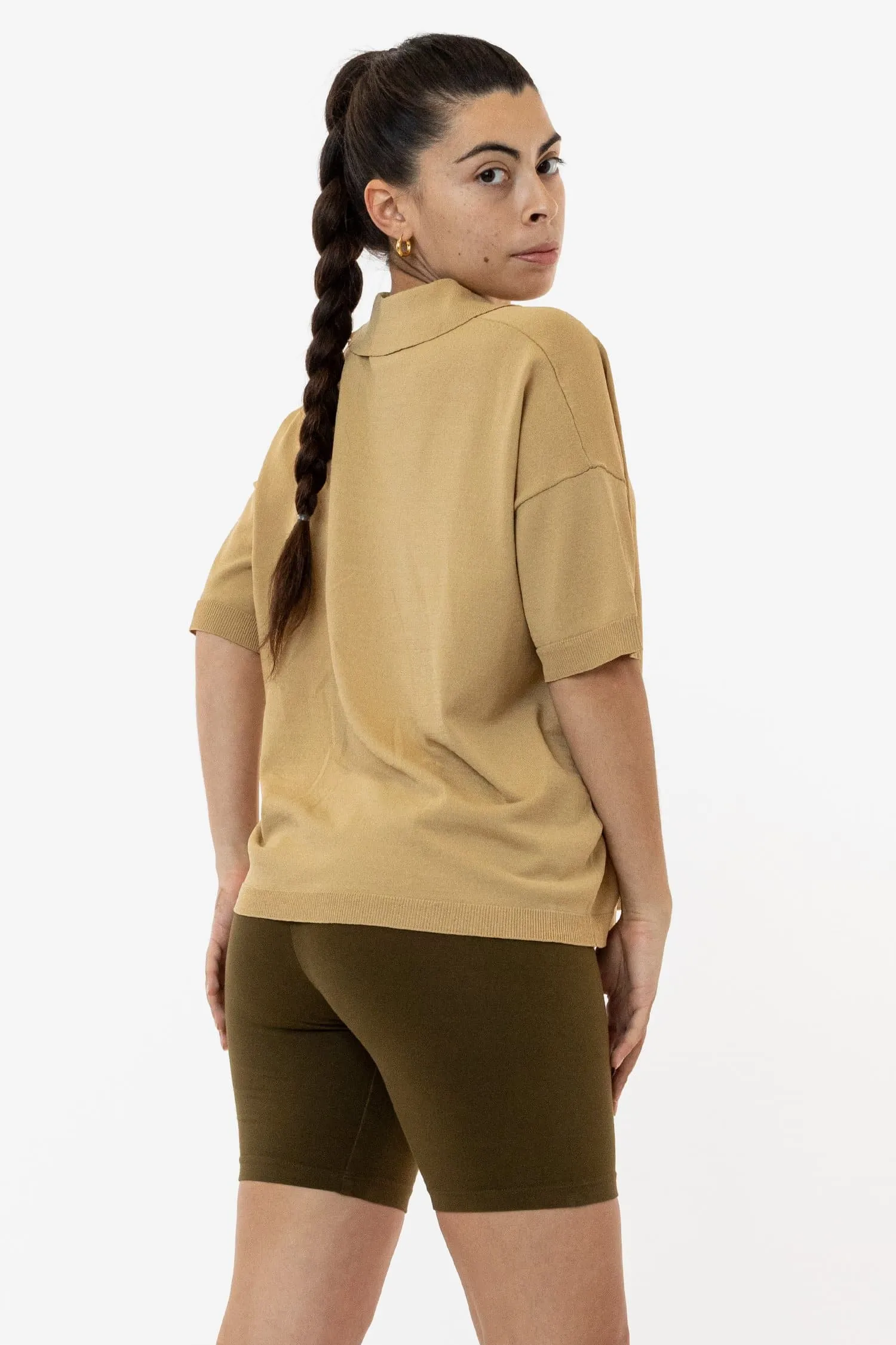 RFK371 - Viscose Nylon Oversized Knit Polo