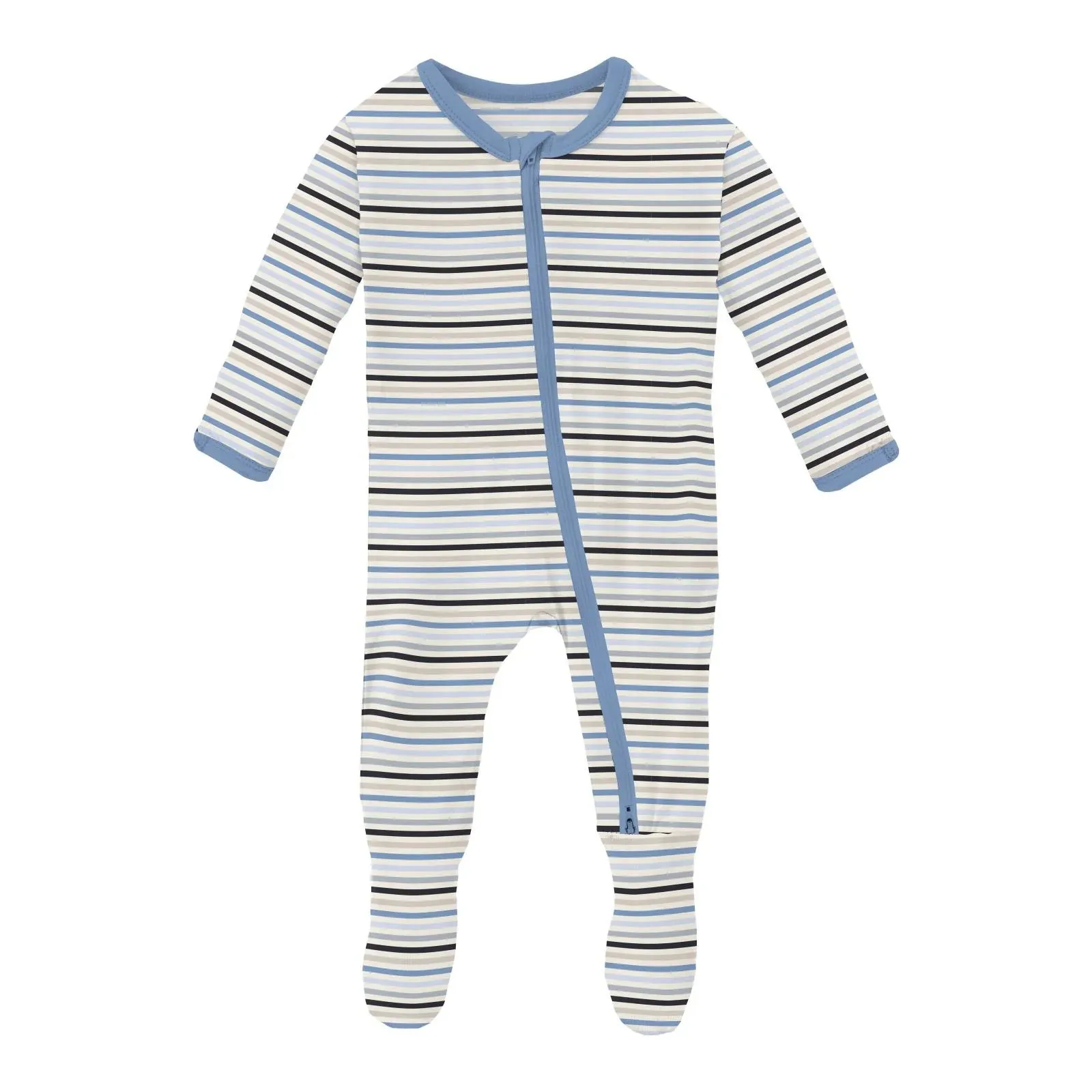 Rhyme Stripe Footie Zipper