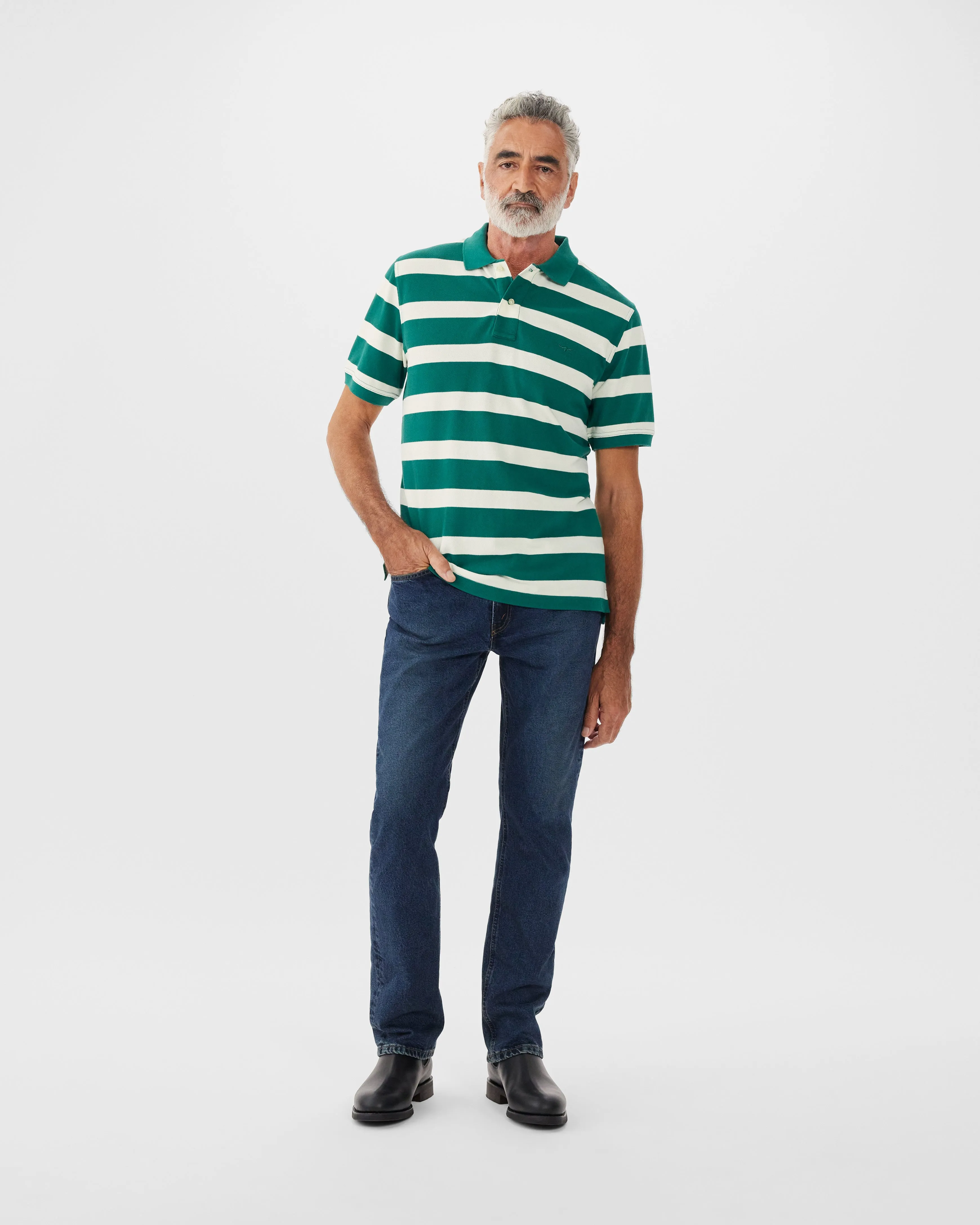 R.M.Williams - Rod Polo - Stripe - Green & Cream