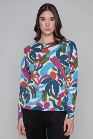 Round Neck Printed Sweater