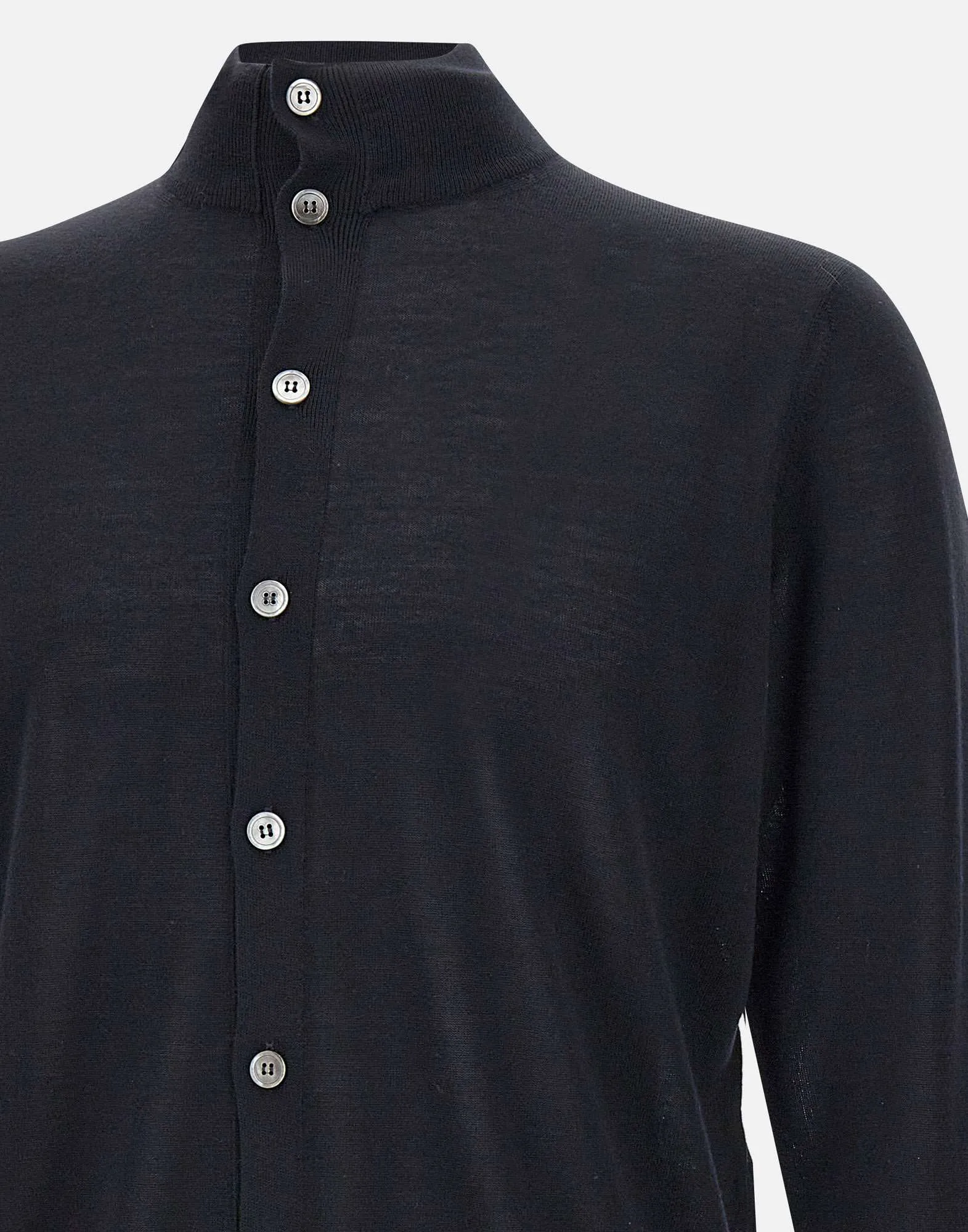 Royal Merino Wool Blouse in Midnight Blue