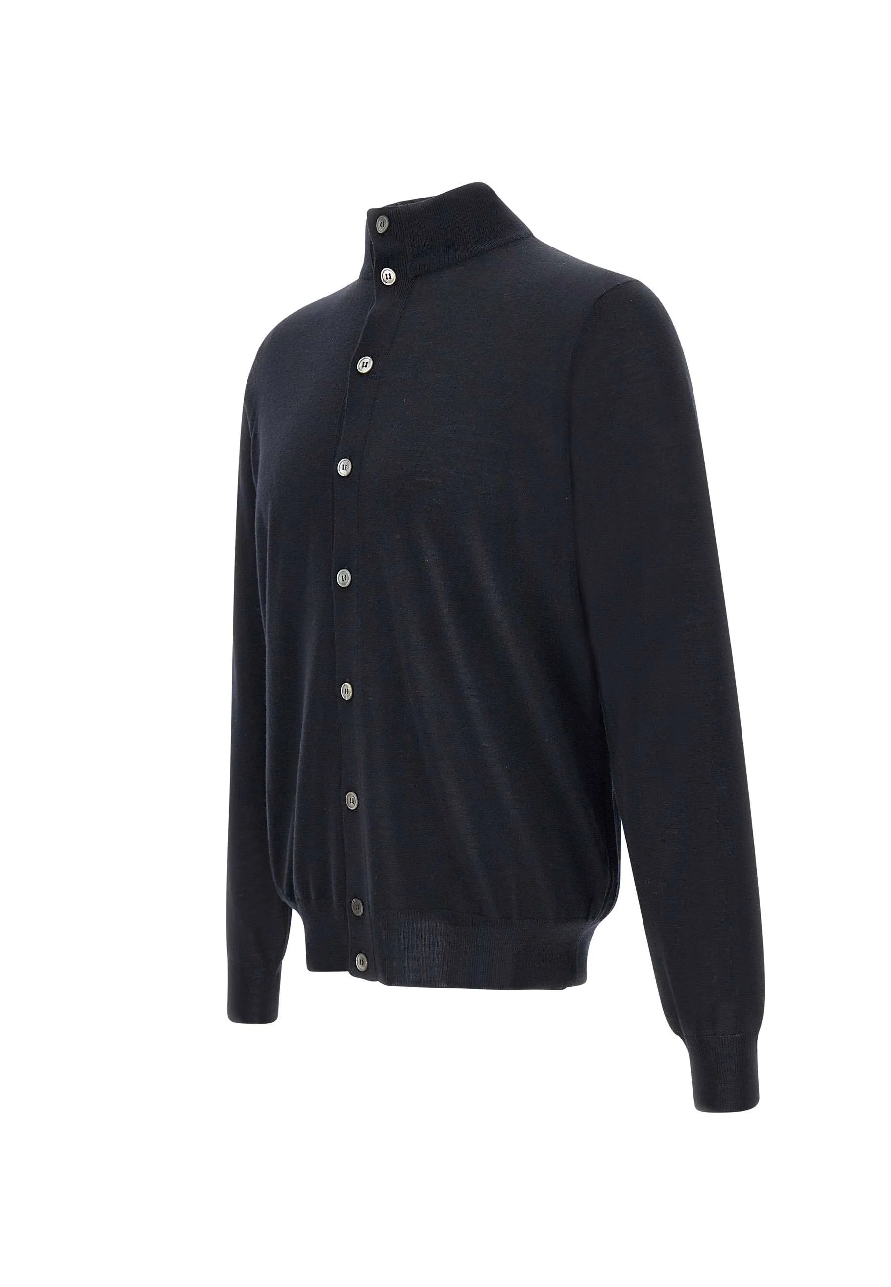 Royal Merino Wool Blouse in Midnight Blue