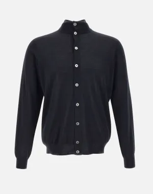 Royal Merino Wool Blouse in Midnight Blue