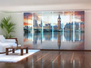 Set of 6 Sliding Panel Curtains London Big Ben and Houses of Parliament