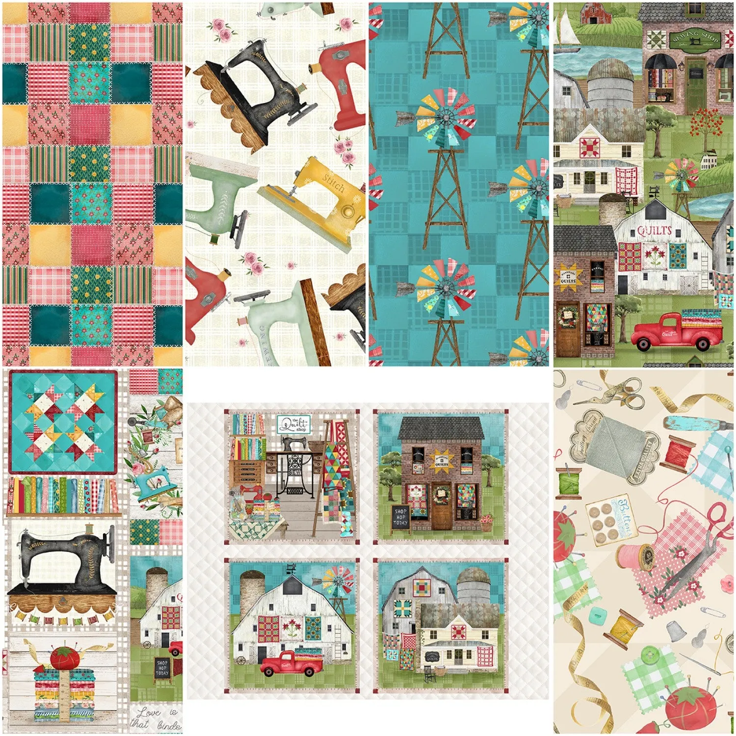 Shop Hop - Around the Town Green by Beth Albert for 3 Wishes