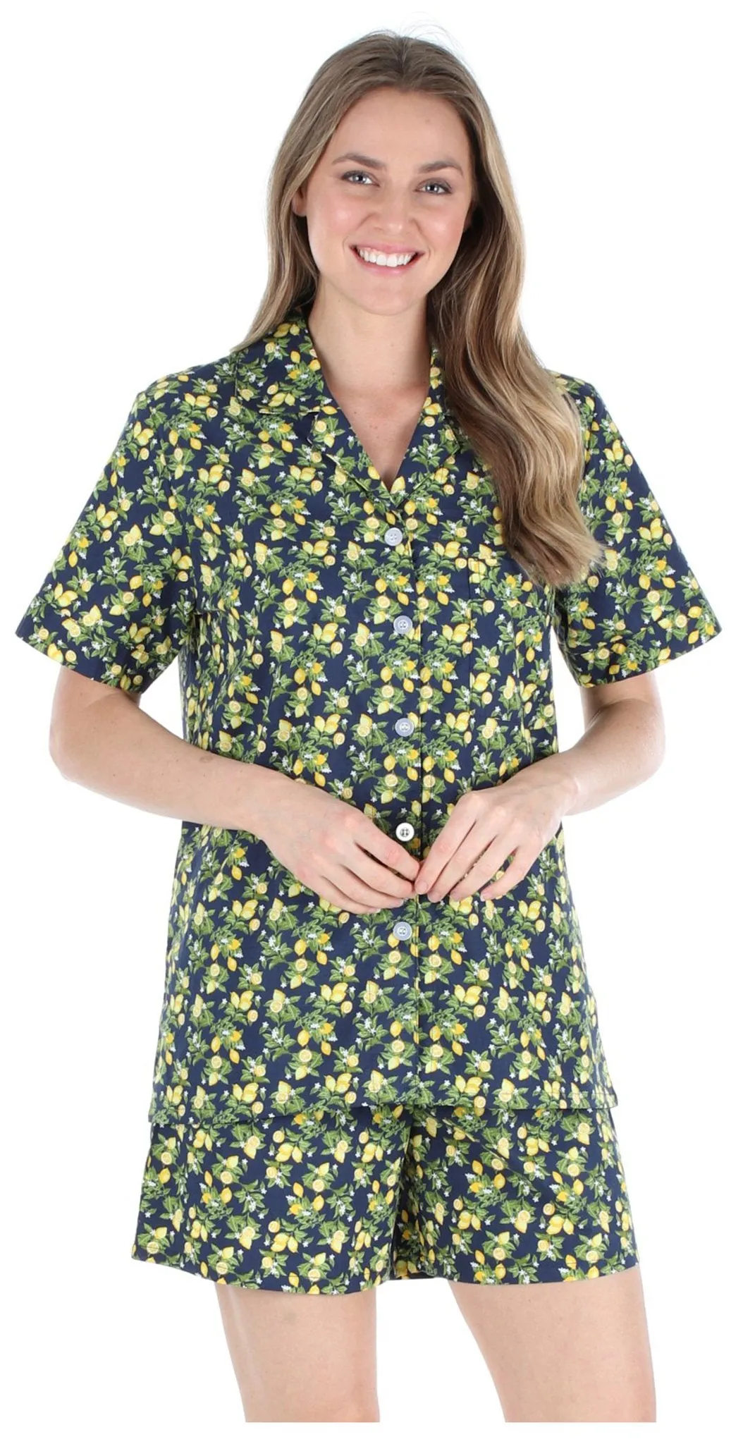 Sleepyheads Women's Sleepwear Cotton Short Sleeve Button-Up Top and Shorts Pajama Set