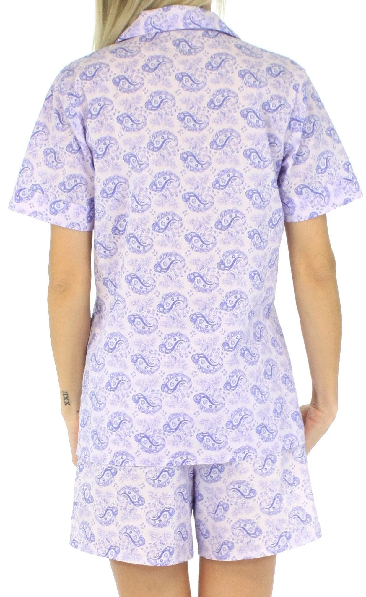 Sleepyheads Women's Sleepwear Cotton Short Sleeve Button-Up Top and Shorts Pajama Set