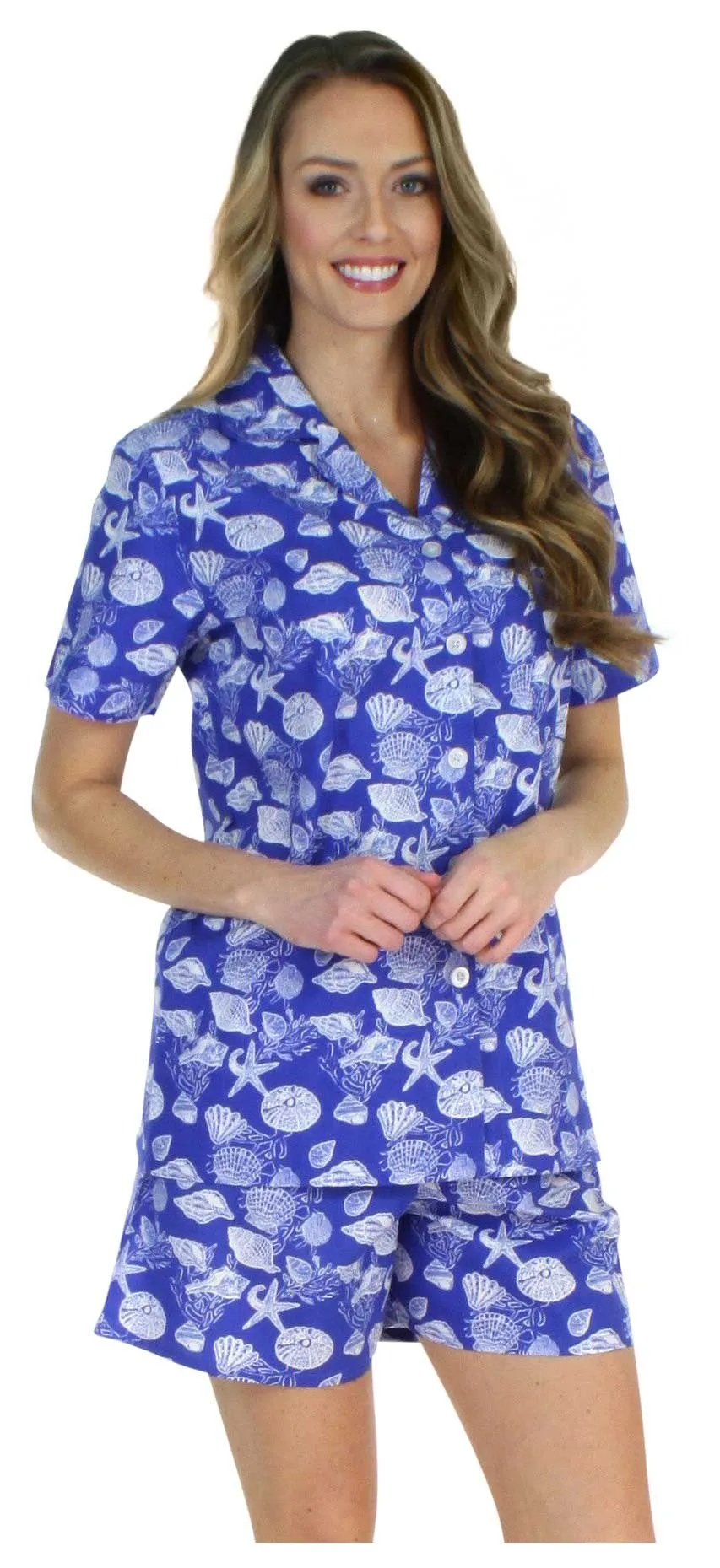 Sleepyheads Women's Sleepwear Cotton Short Sleeve Button-Up Top and Shorts Pajama Set