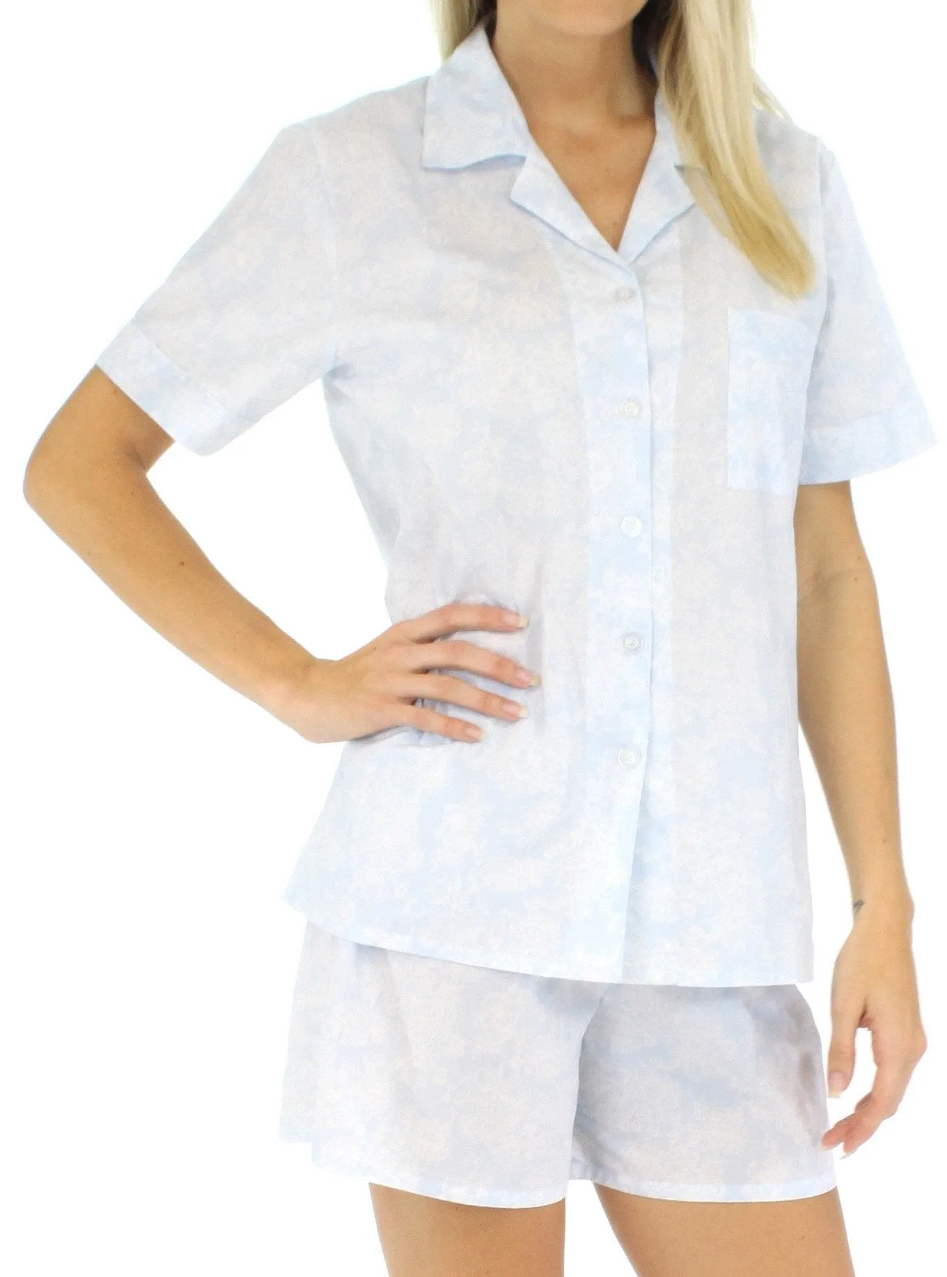 Sleepyheads Women's Sleepwear Cotton Short Sleeve Button-Up Top and Shorts Pajama Set