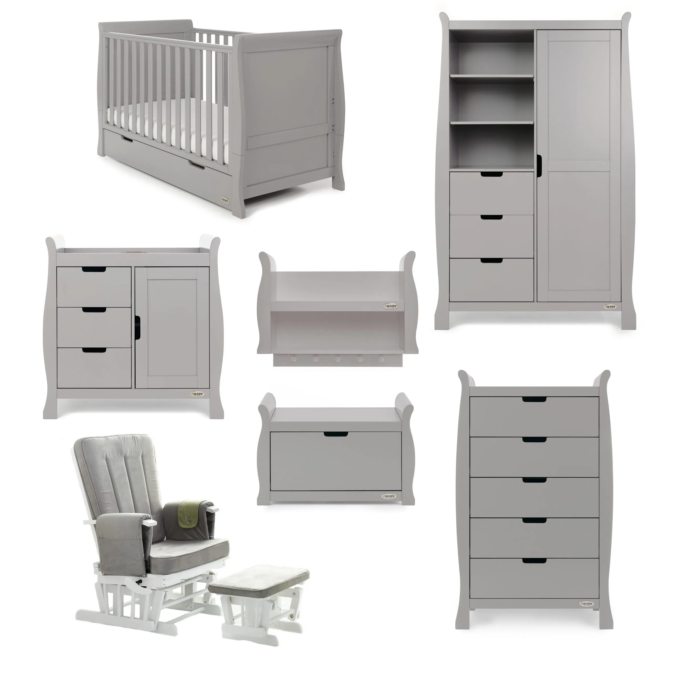 Stamford Classic 7 Piece Nursery Room Set - Warm Grey