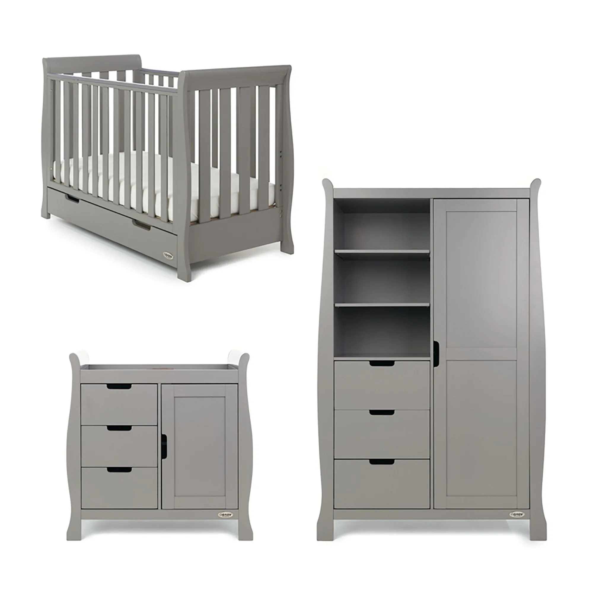 Stamford Mini Sleigh 3 Piece Nursery Room Set - White