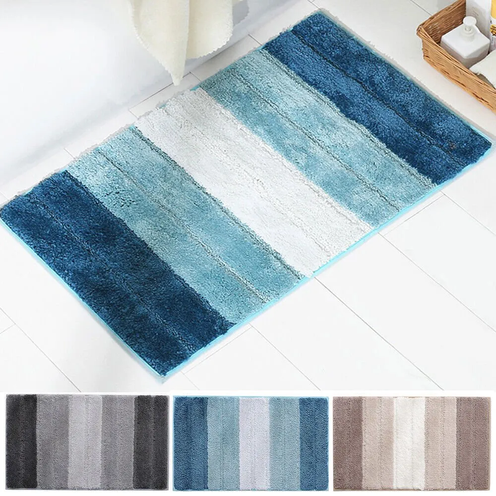 Striped Bathroom Rug Non-Slip Door Mats Soft Bath Rugs Floor Mats 18''x 26''