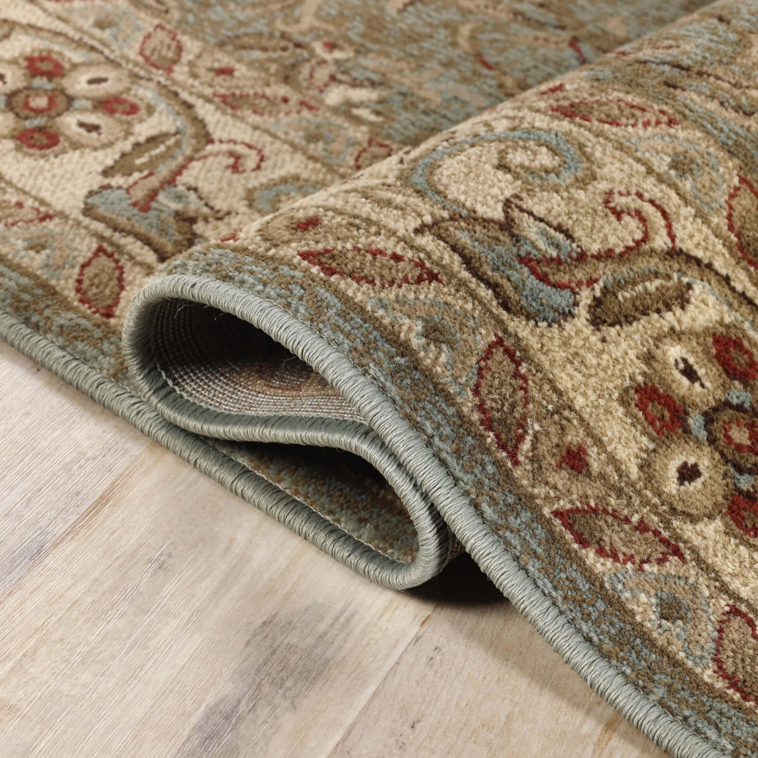 Superior Indoor Runner Rug Traditional Floral Scroll Green 2 X 11 Inch