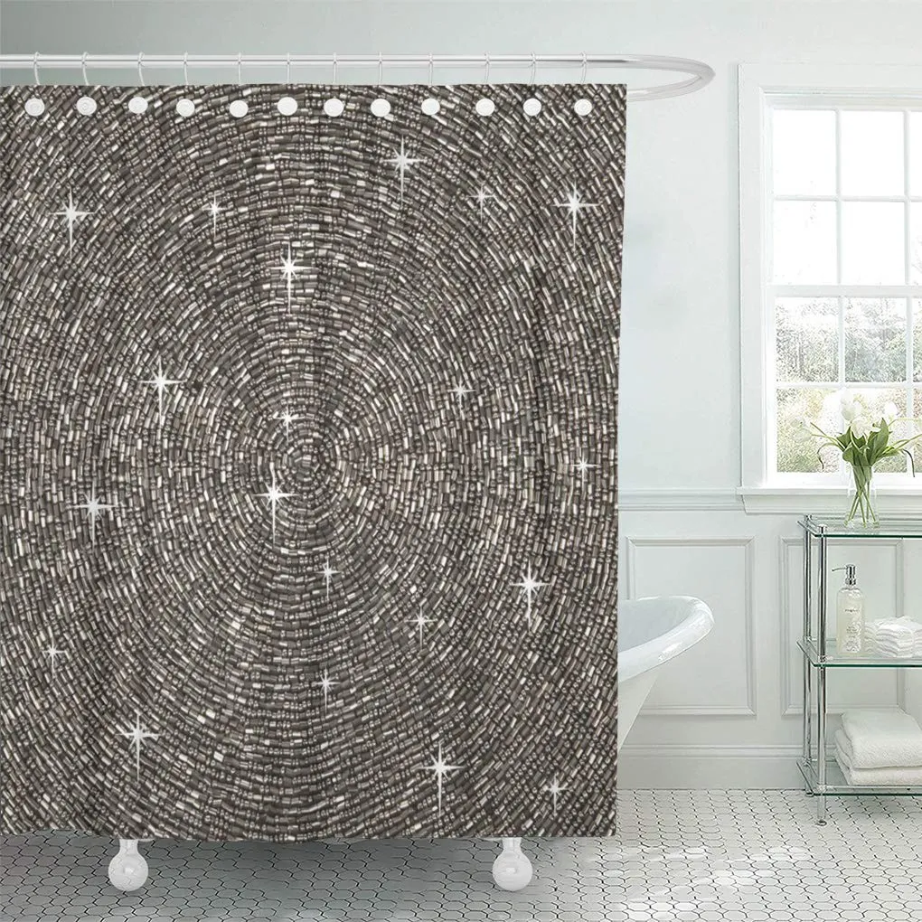 SUTTOM Glam Silver Gray Bling Diamond Glamorous Girly Chic Sparkle Shower Curtain 60x72 inch