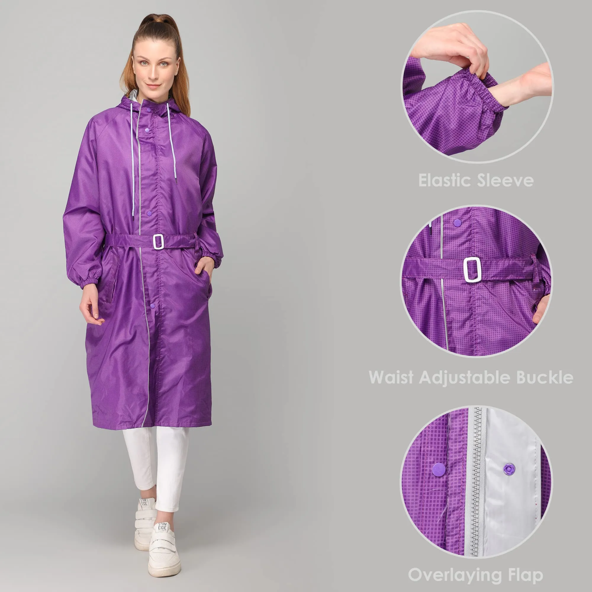 THE CLOWNFISH Raincoats for Women Rain Coat for Women Raincoat for Ladies Waterproof Reversible Double Layer Longcoat with Storage Bag. Azalea Pro Seies (Blue, XX-Large)