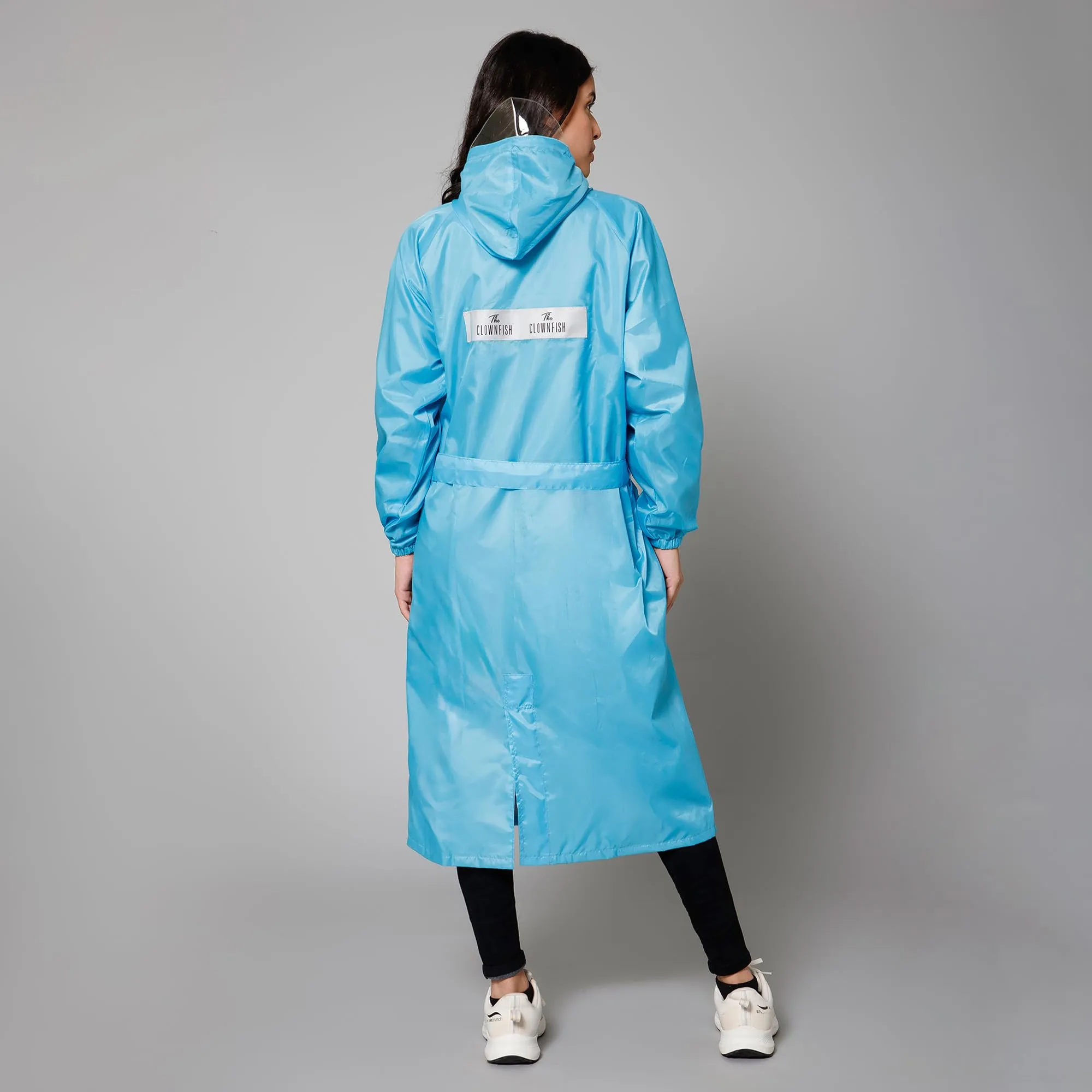 THE CLOWNFISH Raincoats for Women Raincoat for Ladies Waterproof Reversible Double Layer. Drizzle Diva Series (Turquiose Blue, X-Large)