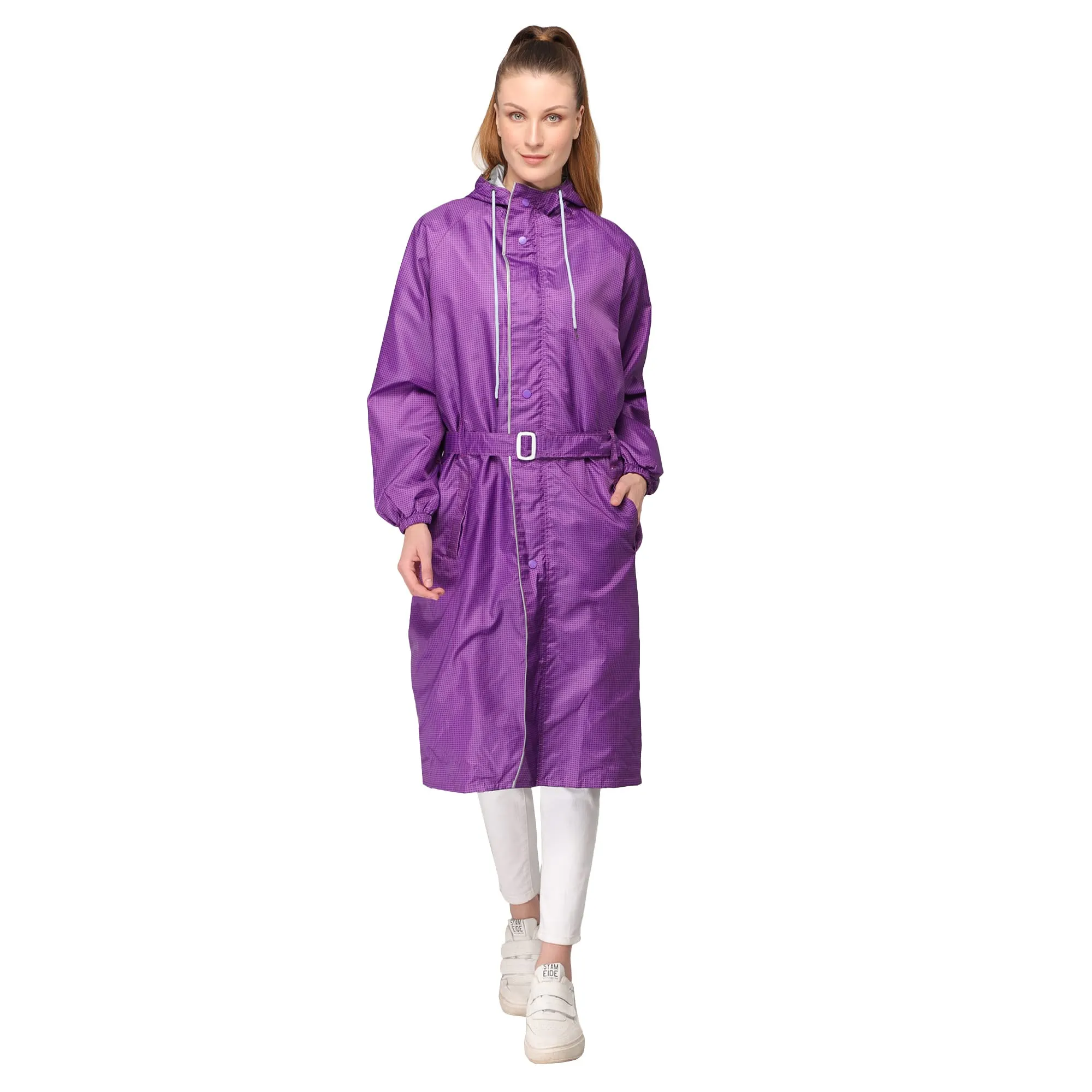 THE CLOWNFISH Raincoats for Women Waterproof Reversible Double Layer. Brilliant Pro Series (Purple, X-Large)